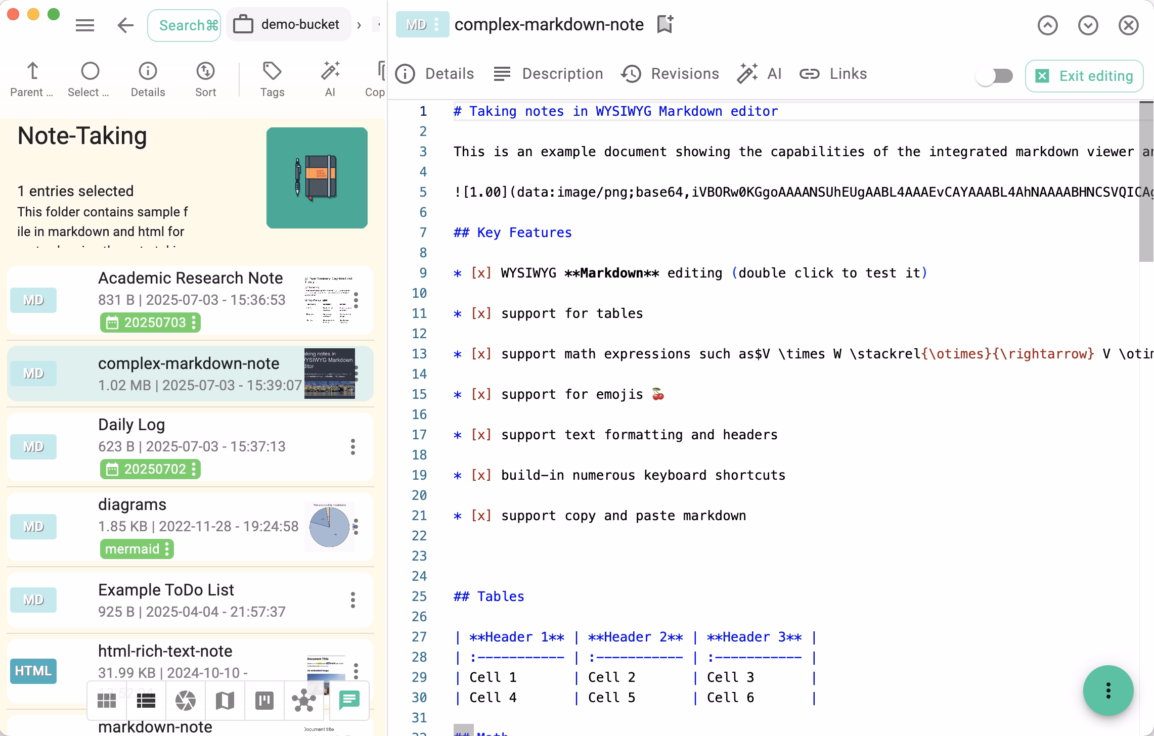 Full Markdown formatting support