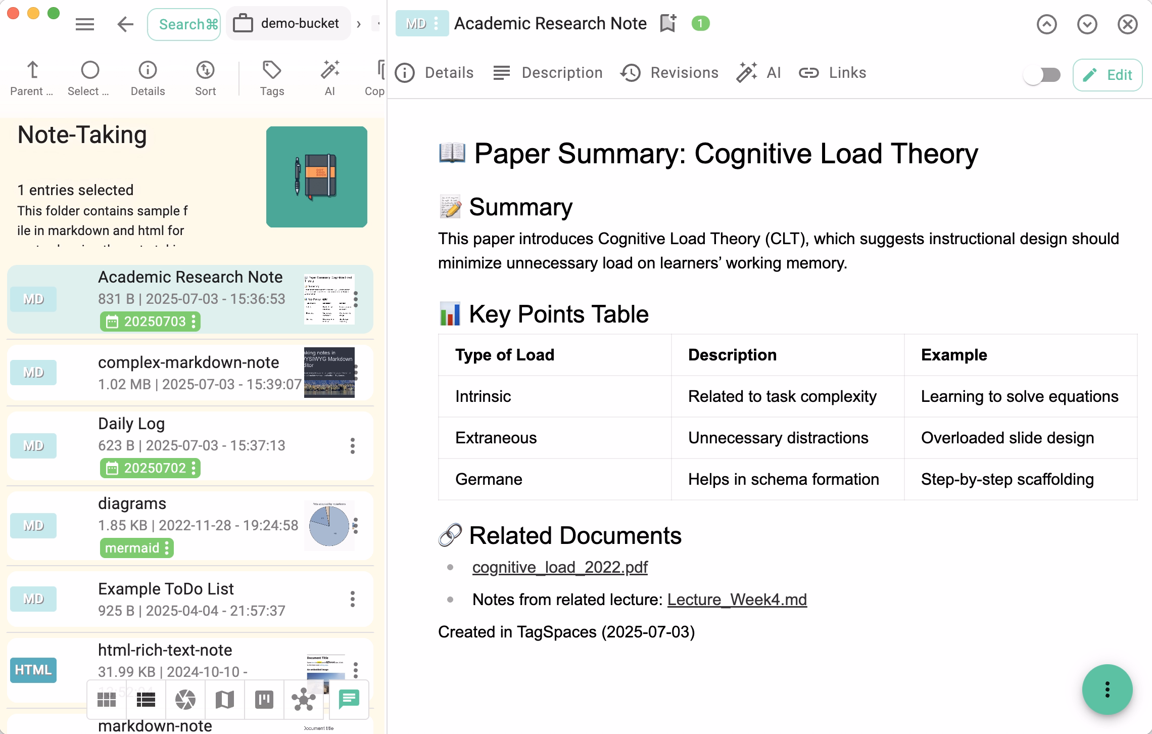 Checklists and tables in Markdown