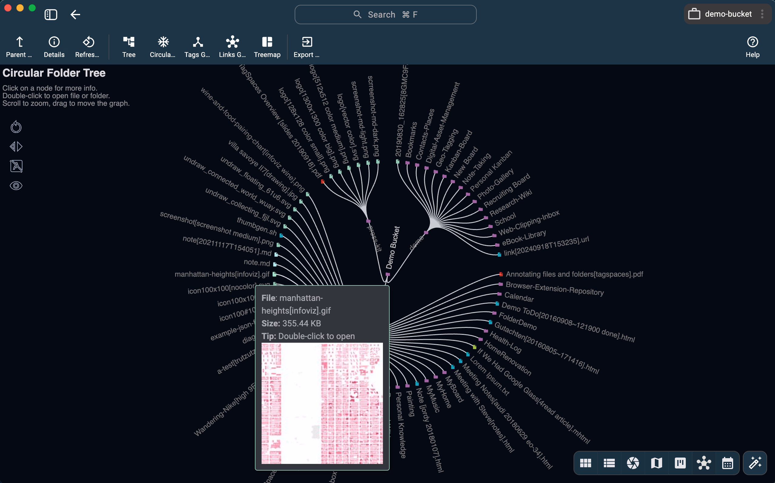 FolderViz perspective with circular view