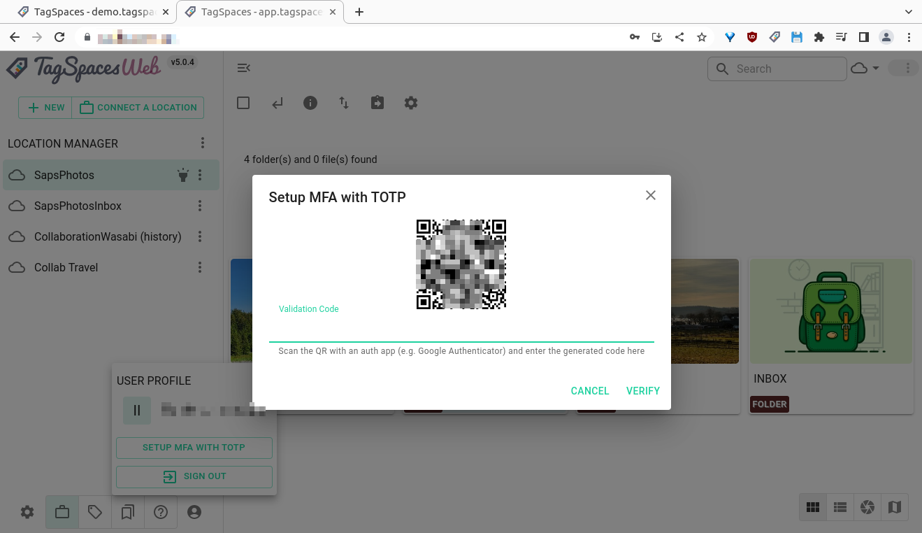 TagSpaces Deployed on AWS Amplify