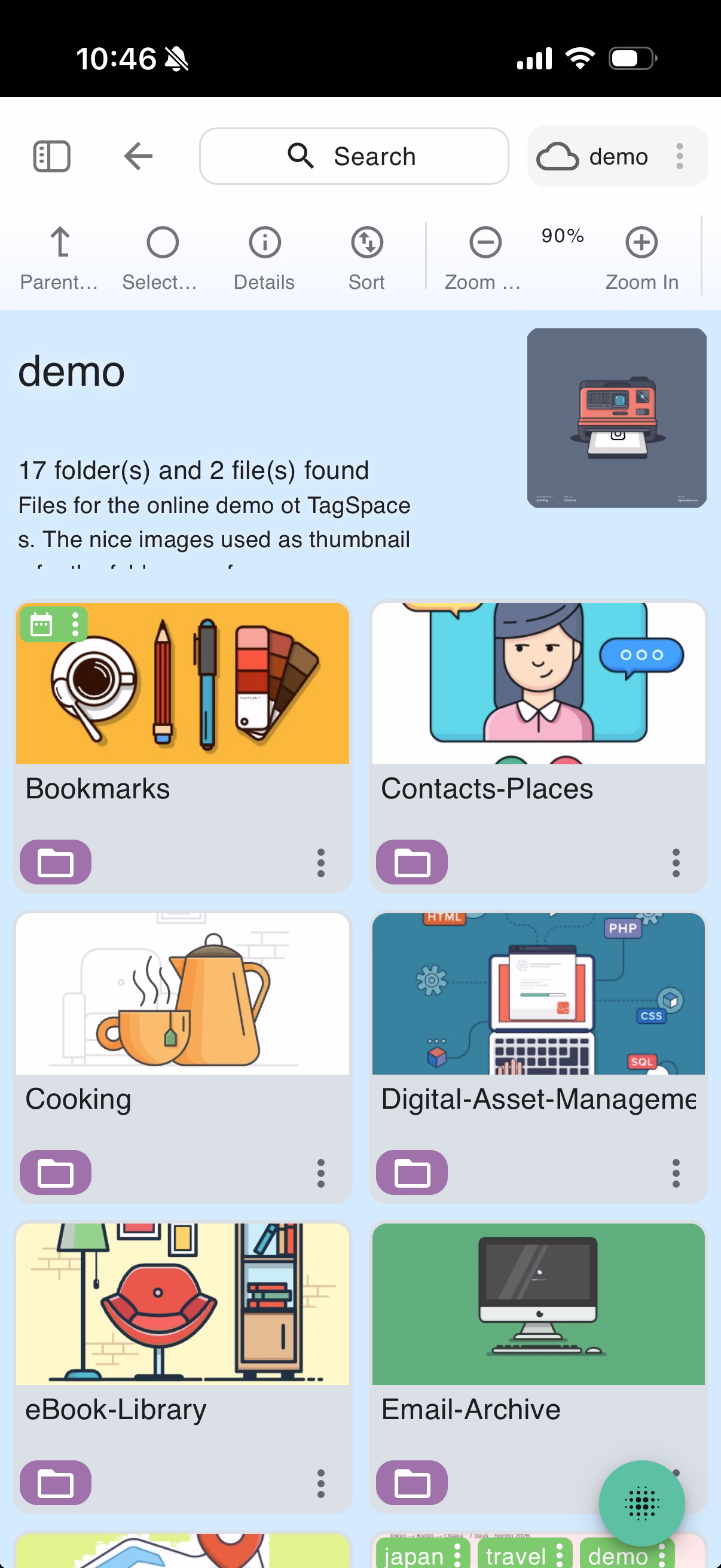 Screenshot of the new TagSpaces apps for iOS